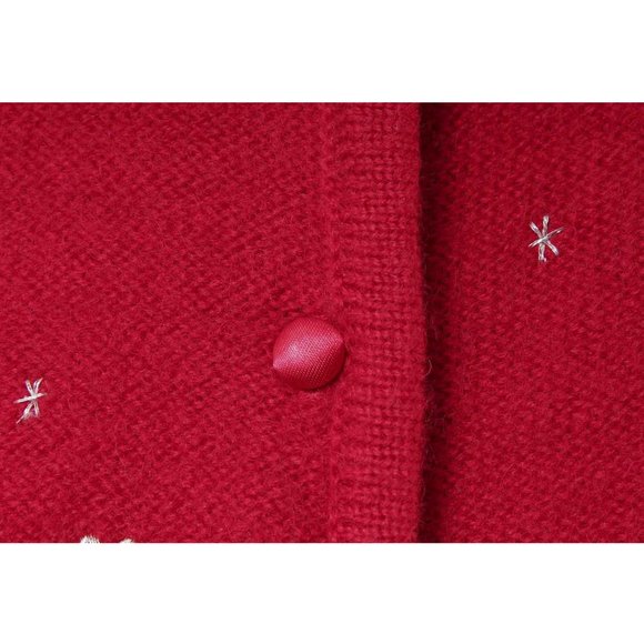 Karen Scott Red Wool Christmas Cardigan Sweater - Picture 5 of 6